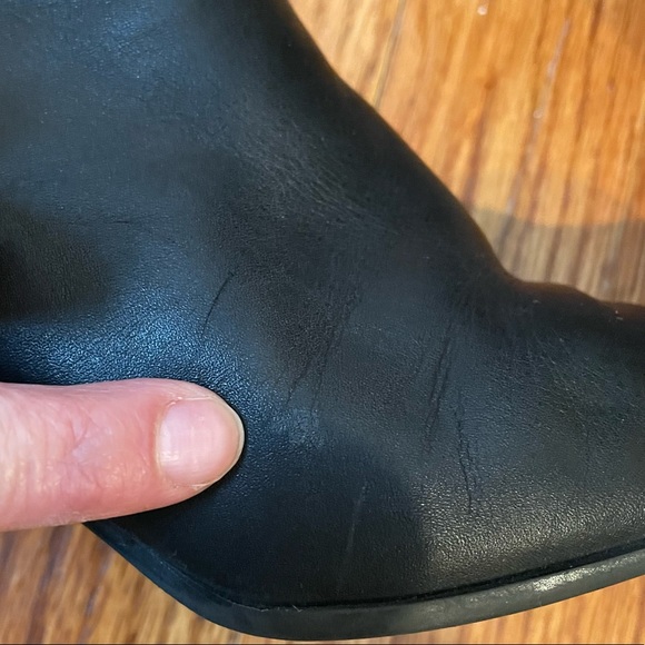 Square Toe Heeled Ankle Leather Boots Black Size 5 a.n.a - Picture 9 of 16